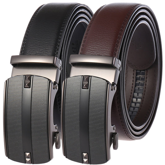 Automatic Buckle Belt Men's Two-Layer Cowhide