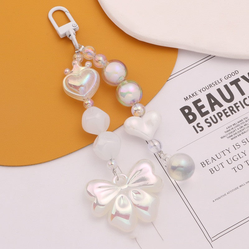 Electroplated Acrylic Colorful Bow Car Keychain