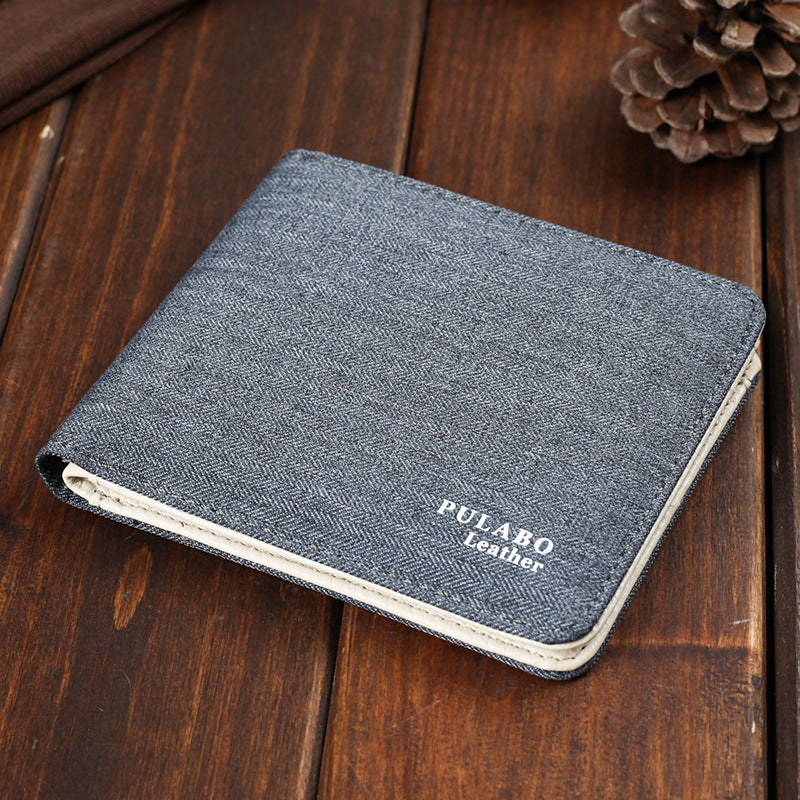 Men's Short Denim Fabric Wallet Best Soft Canvas Purse Bifold Fashion Ultra-Thin Male Wallet Casual Money Bag