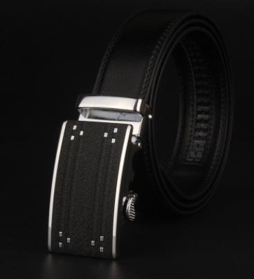 Men's 8 Character Buckle Belt, Leather Smooth Buckle, Youth Belt, Leisure Belt, Men's Han Banchao