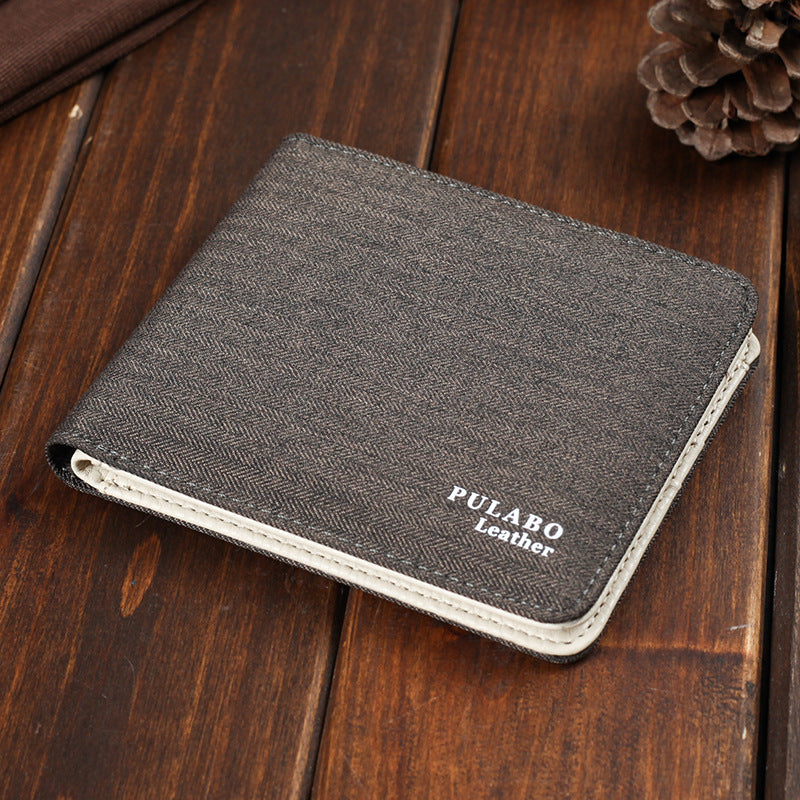 Men's Short Denim Fabric Wallet Best Soft Canvas Purse Bifold Fashion Ultra-Thin Male Wallet Casual Money Bag