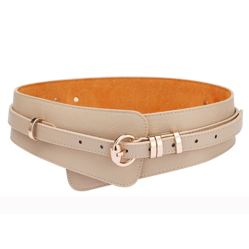 Women's Leather Litchi Pin Buckle Style Wide Belt