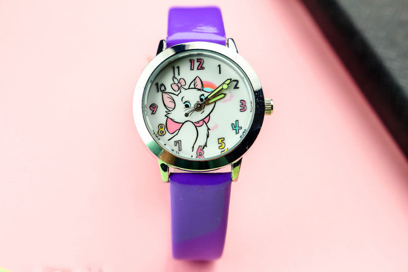 Cute Cat Luminous Pointer Strap Watch