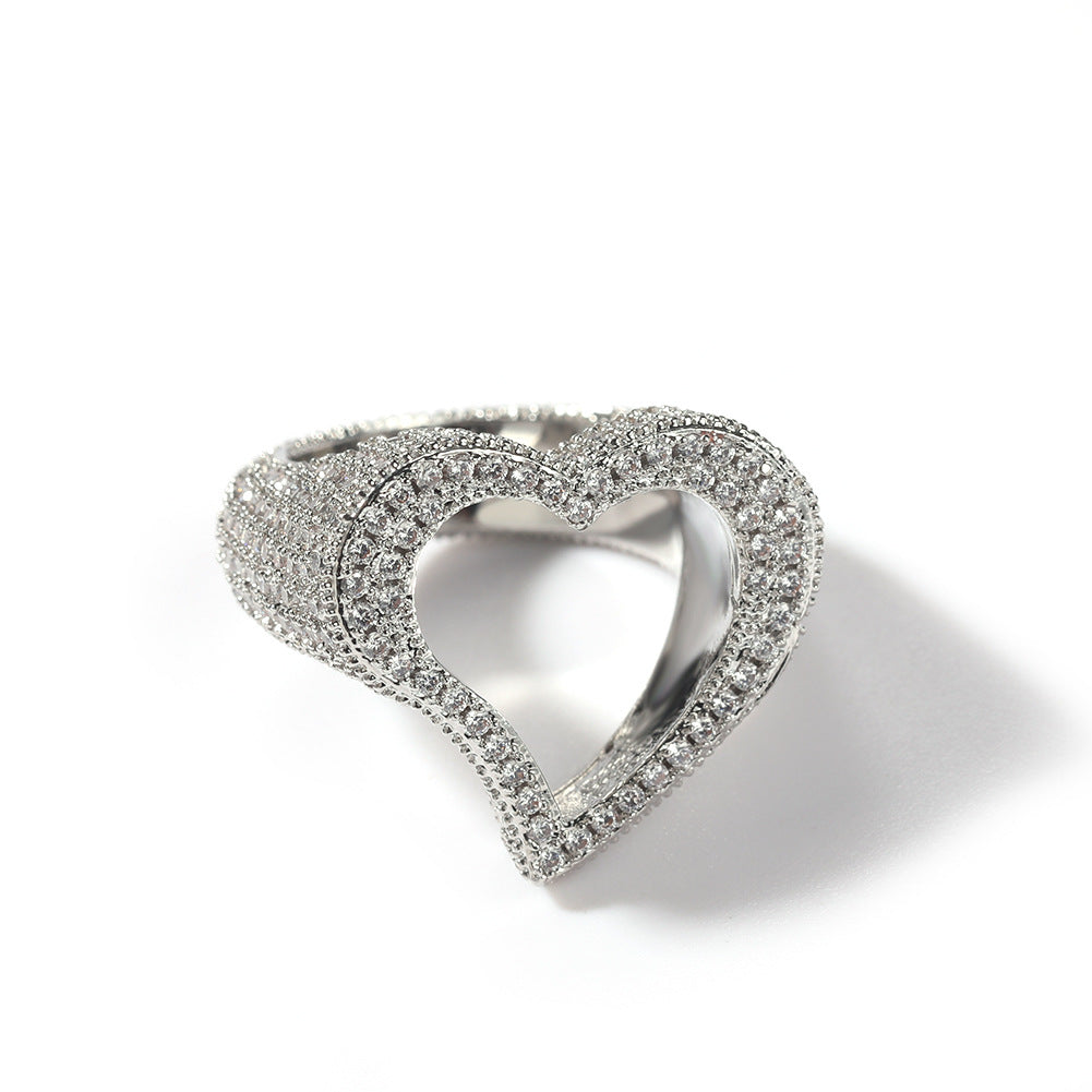 Fashion Personality Hollow Heart Zircon Ring