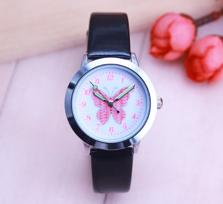 Children's Watches Kids Quartz Watch Student Girls Quartz-Watch Cute Colorful Butterfly Dial Waterproof Watch