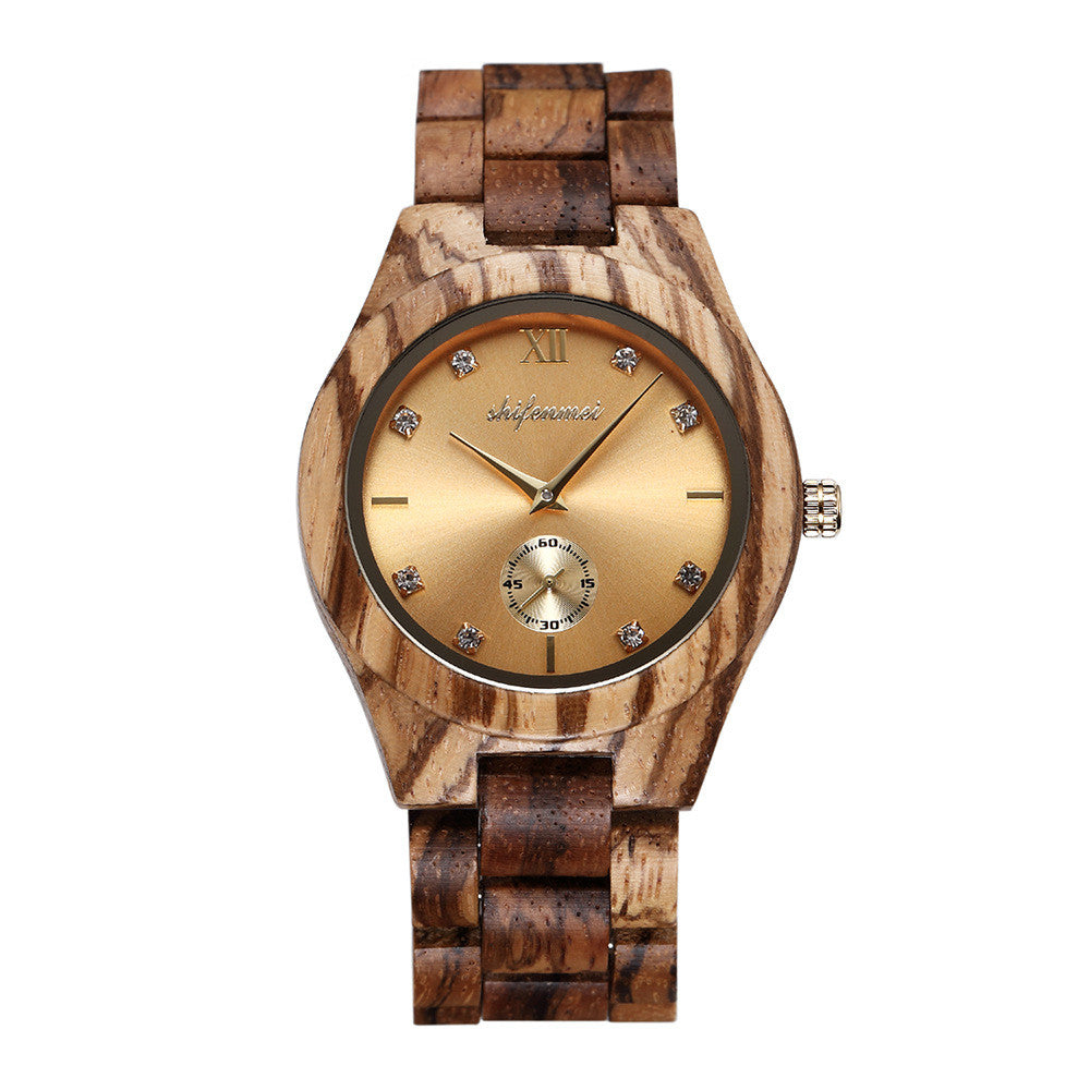 Men's Simple Personality Creative Red Sandalwood Strap Quartz Movement Watch