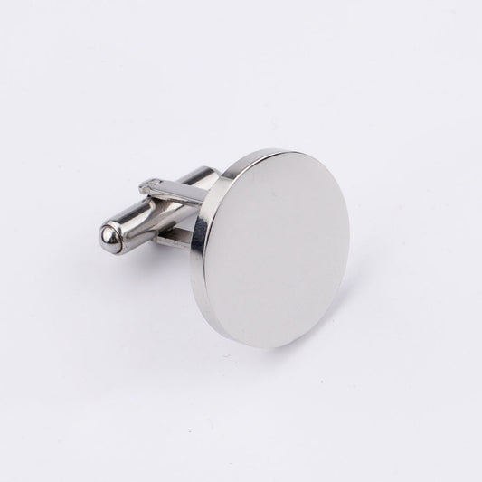 Titanium Steel Mirror Shiny Round Cufflinks