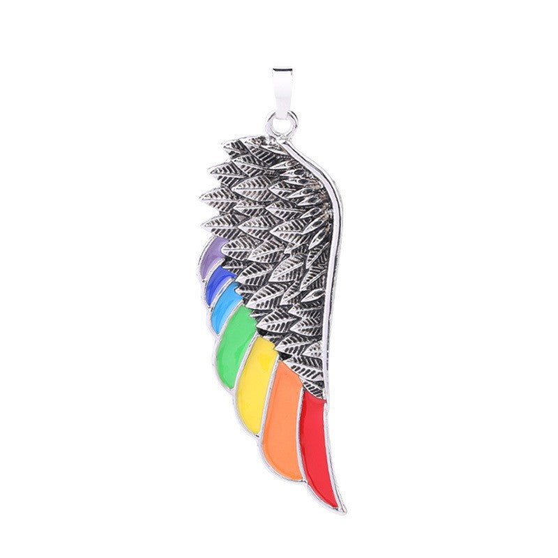 Stainless Steel Wing Pendant Necklace Dripping Oil