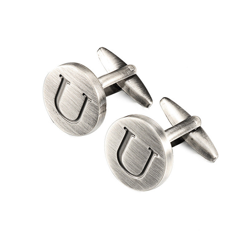 Men's Antique Silver Letters French Shirt Cufflinks