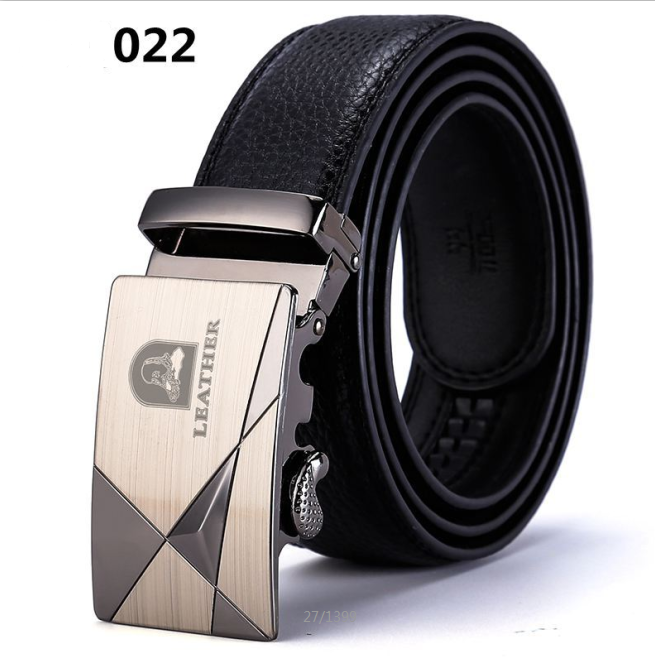 Two-Layer Leather Belt Business Men's Smooth Automatic Buckle Leather Belt