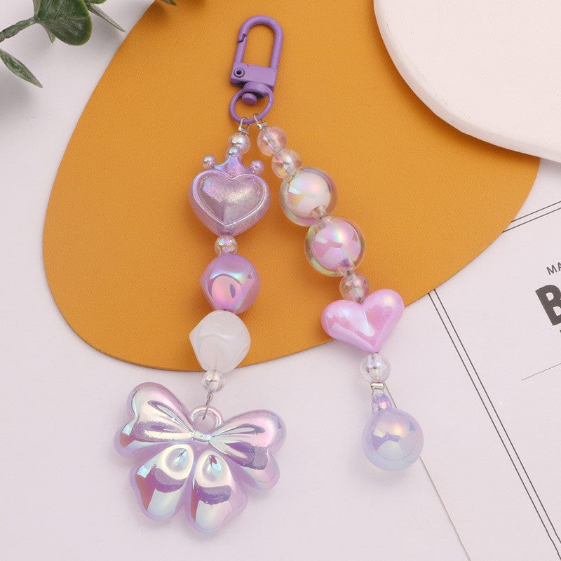 Electroplated Acrylic Colorful Bow Car Keychain