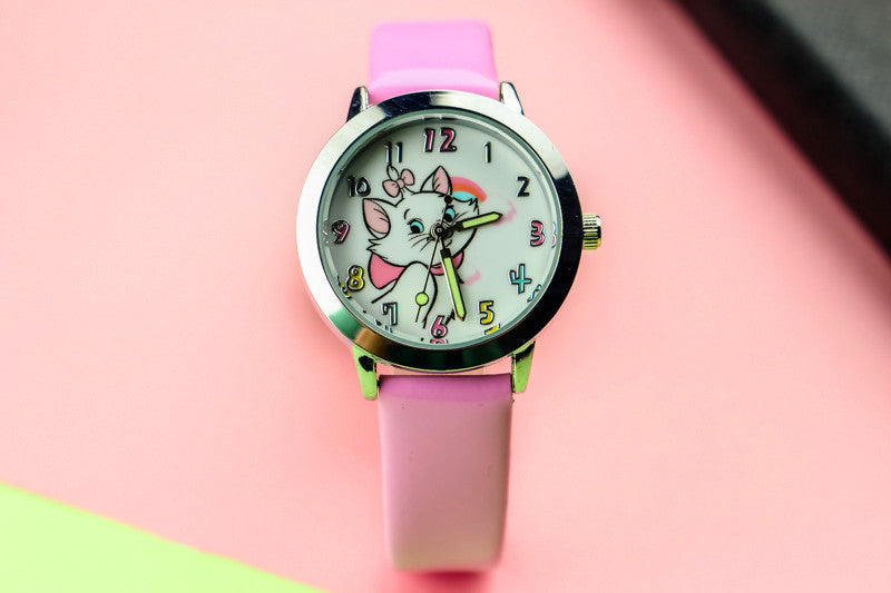 Cute Cat Luminous Pointer Strap Watch