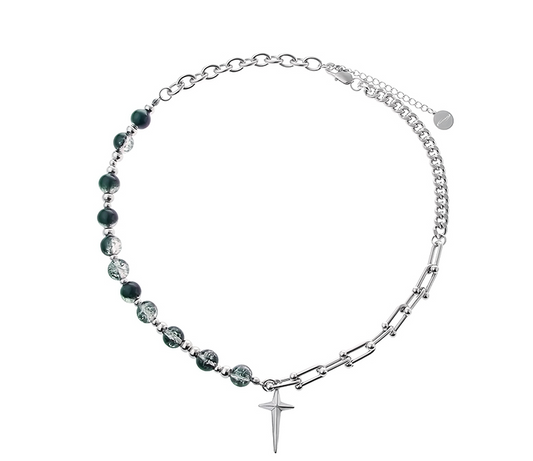 Men’S Titanium Hip-Hop Steel Necklace With Cross And Crown Pendant