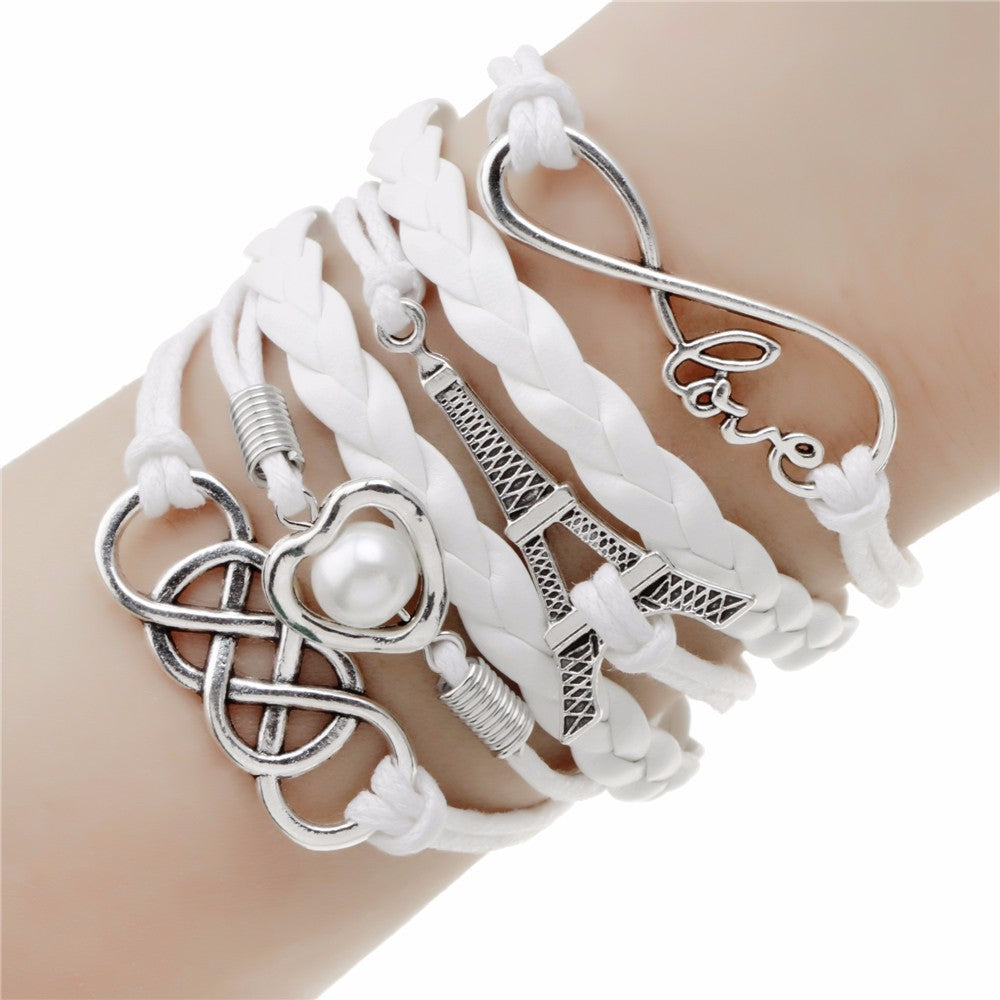 Fashion Retro Cupid'S Arrow Love Pearl Multilayer Bracelet