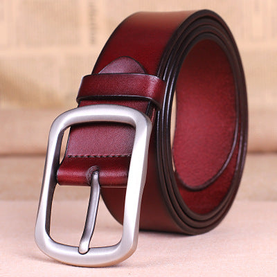 Leather Belt Buckle Male Pure Leather Belt Young Mens Belt All-Match Middle-Aged.