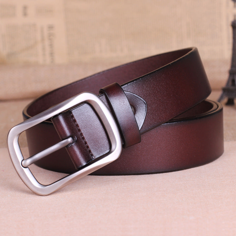 Leather Belt Buckle Male Pure Leather Belt Young Mens Belt All-Match Middle-Aged.