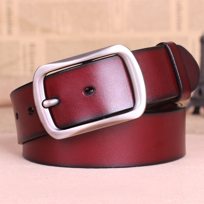 Leather Belt Buckle Male Pure Leather Belt Young Mens Belt All-Match Middle-Aged.