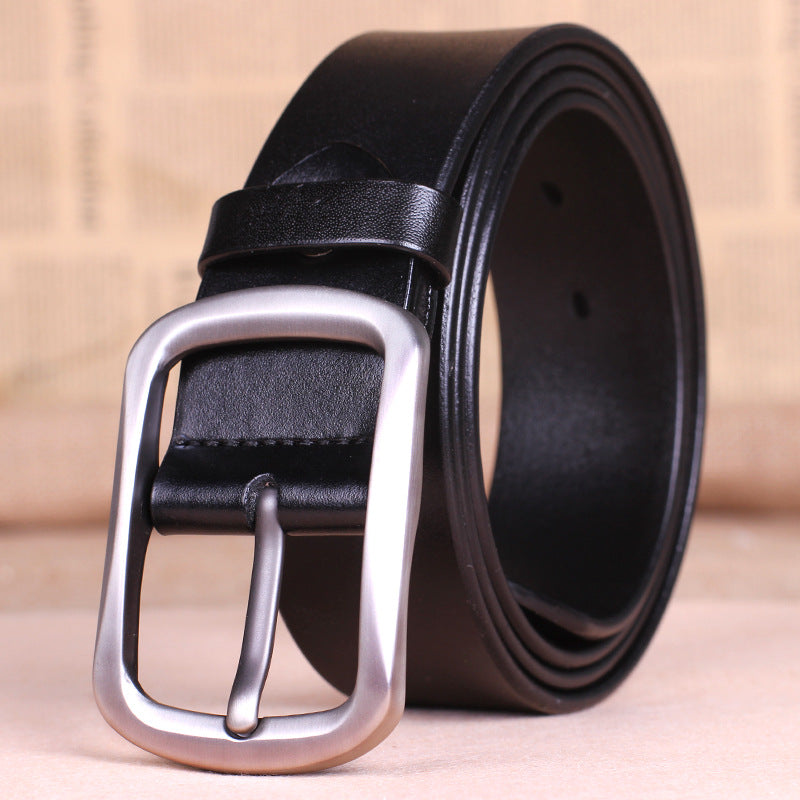 Leather Belt Buckle Male Pure Leather Belt Young Mens Belt All-Match Middle-Aged.