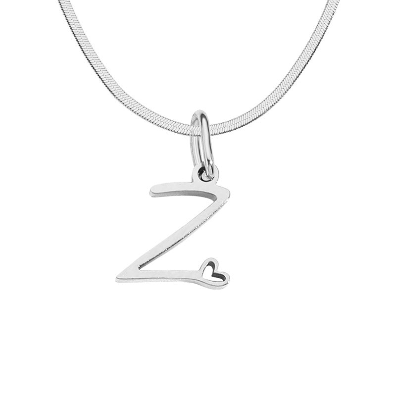 Women's Stainless Steel Necklace With Letter Pendant