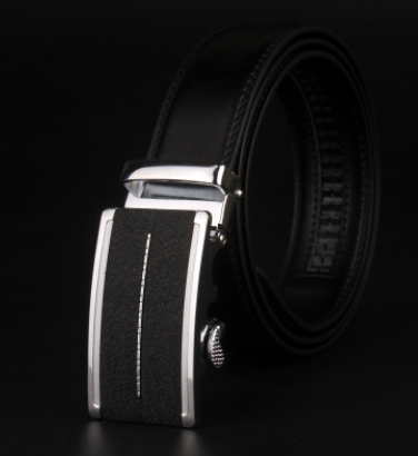 Men's 8 Character Buckle Belt, Leather Smooth Buckle, Youth Belt, Leisure Belt, Men's Han Banchao