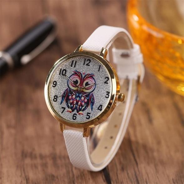 Owl Student Cartoon Watch Female Model Thin Belt Watch