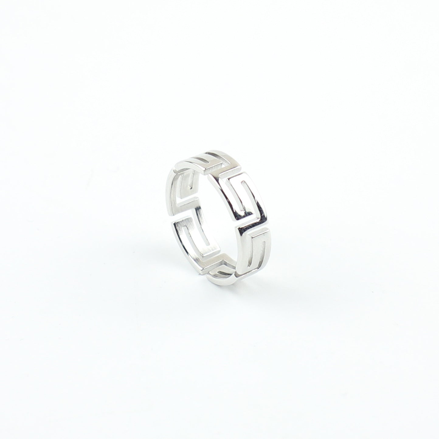 Simple Men's Great Wall Pattern Ring Stainless Steel