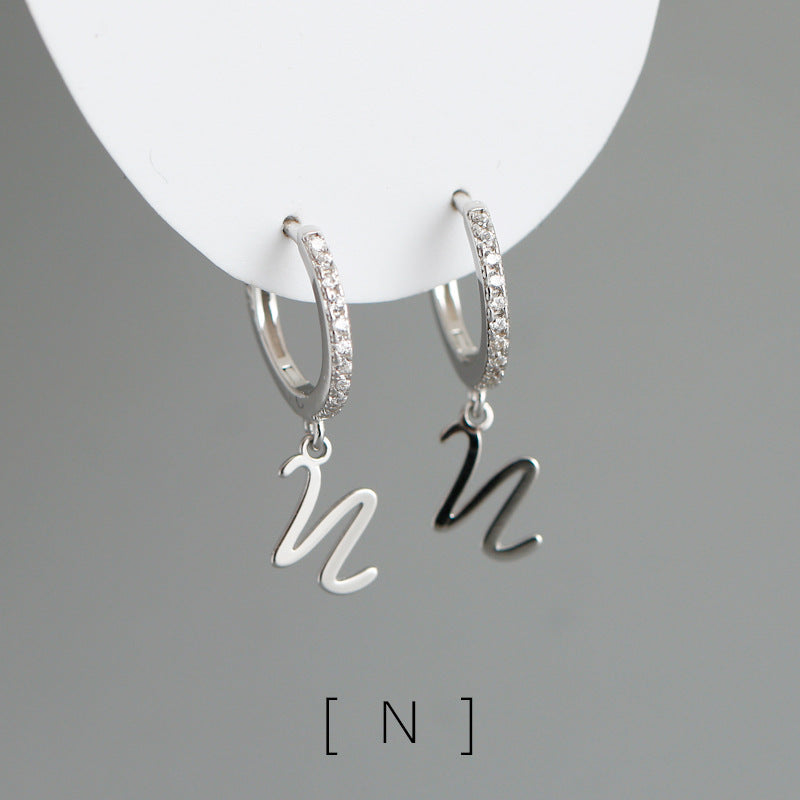 English Letter Signature S925 Silver Earrings