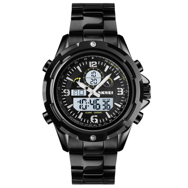 Sports Steel Band Luminous Dual Display Watch