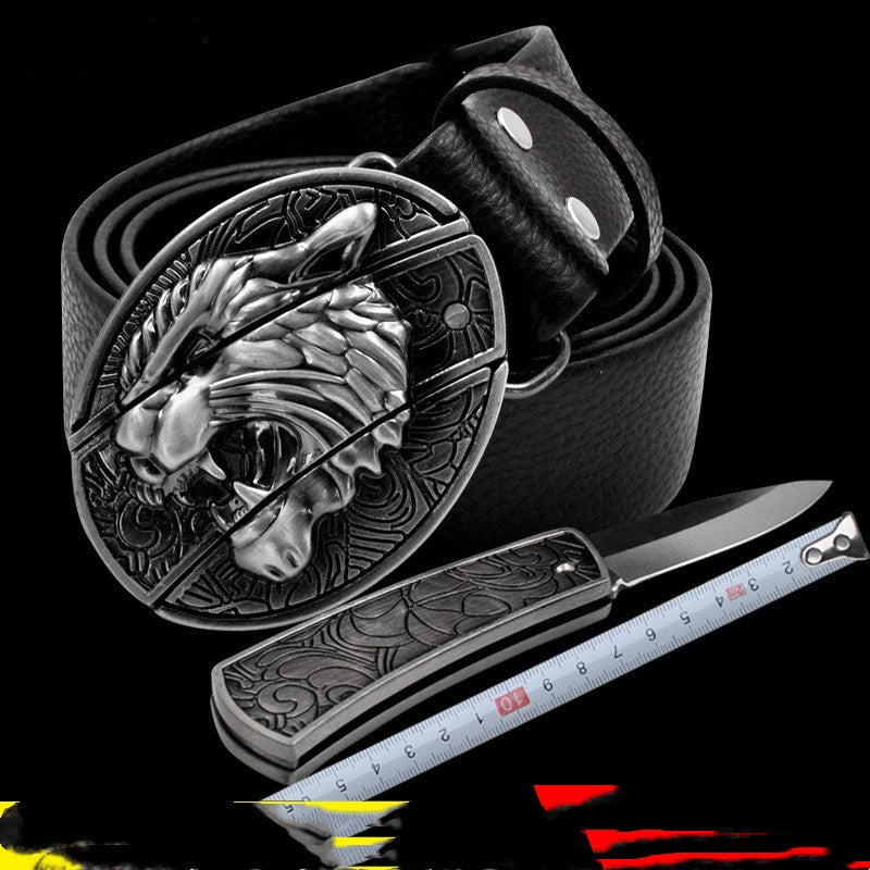 Leather Belt And Knife Set - Unisex, Durable, And Cool