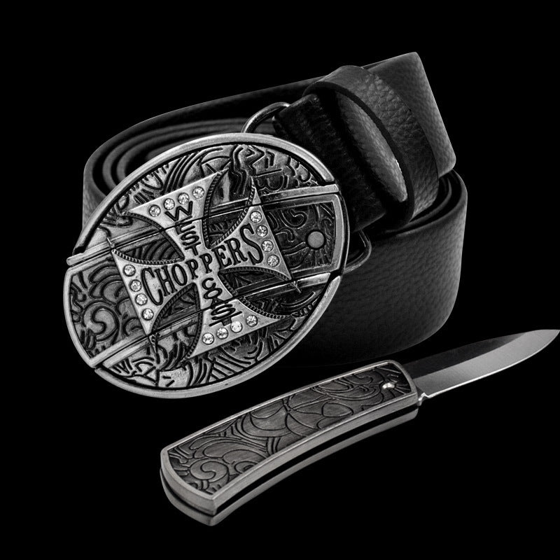 Leather Belt And Knife Set - Unisex, Durable, And Cool