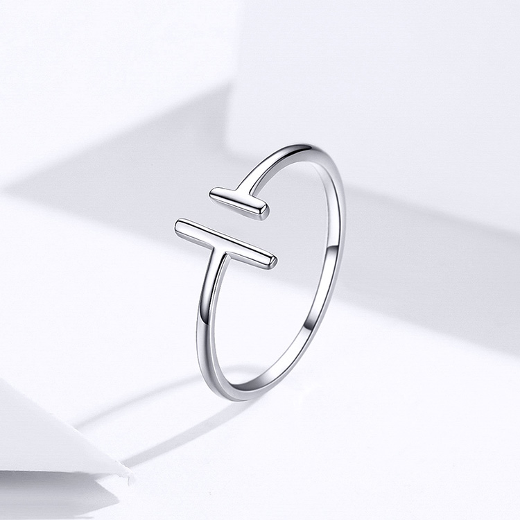 Parallel Line Ring S925 White Gold Plated Ring