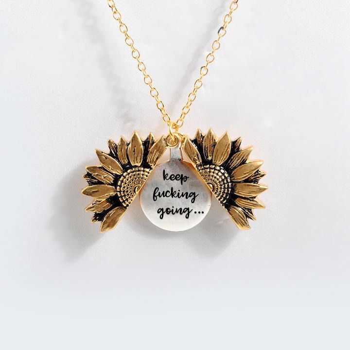 Sunflower Double-Layer Lettering Necklace