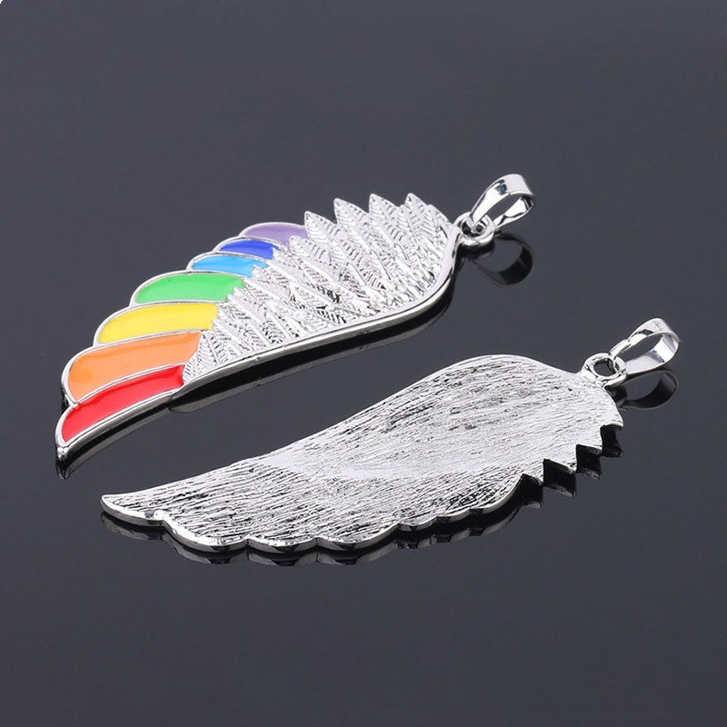 Stainless Steel Wing Pendant Necklace Dripping Oil