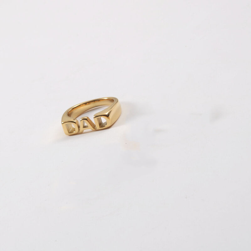 Letter Seal Titanium Steel Plating 18K Gold Ring