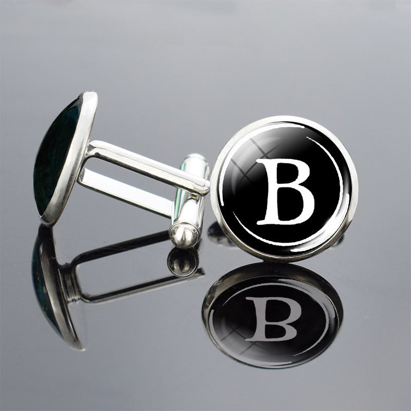 Letter Cufflinks Metal Time Gem French Shirt Ornament