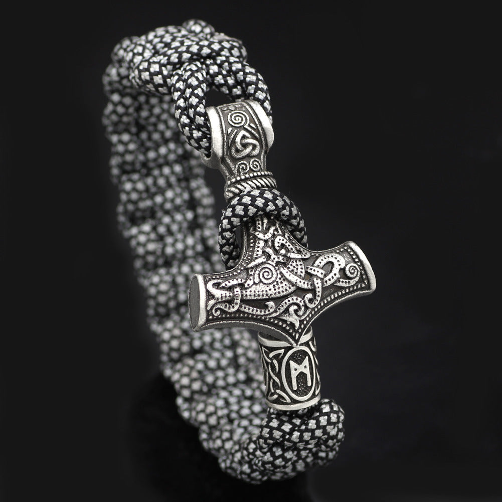 Vintage Thor'S Hammer Braided Bracelet