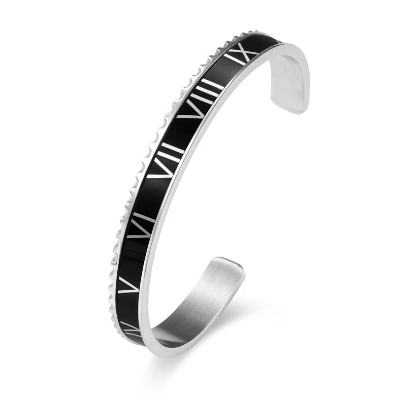 Hot Roman Numeral Cuff Bracelet Stainless Steel Four-Color Bracelet