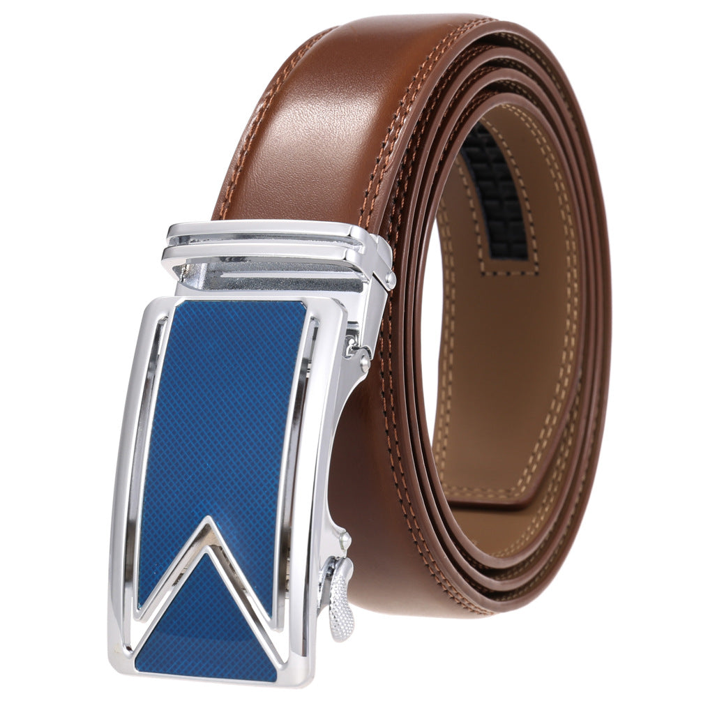 Fashion Men's Two-Layer Cowhide Automatic Buckle Trouser Belt