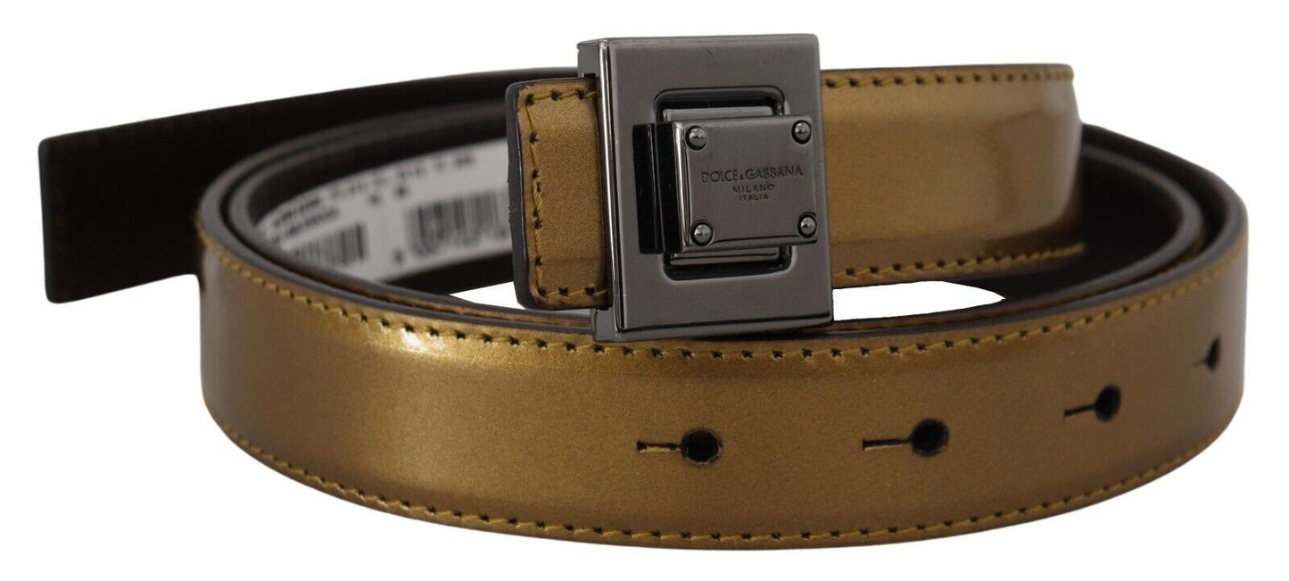 Dolce & Gabbana Gold Square Buckle Leather Belt