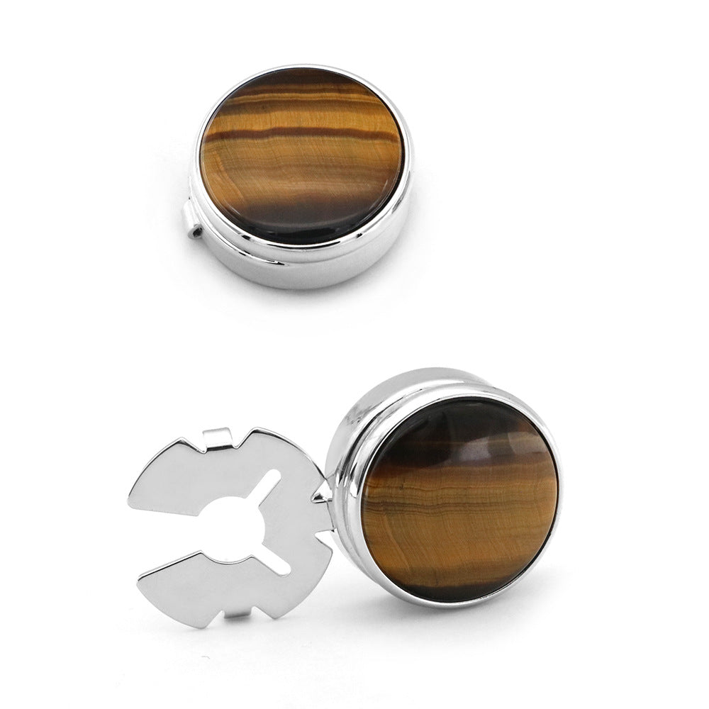 Men's Round Carbon Fiber Cufflink