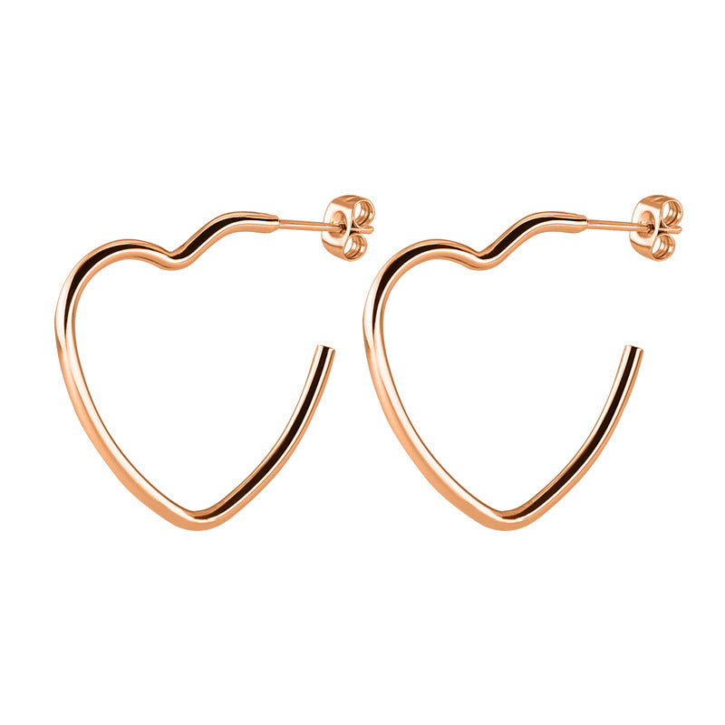 Stainless Steel Peach Heart Earrings