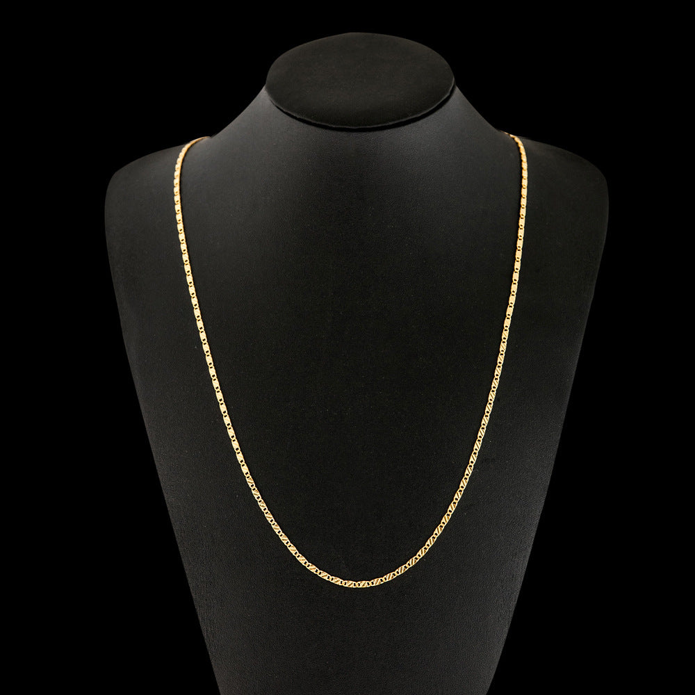 Fashion Short Gold Plated 2Mm Flat Chain