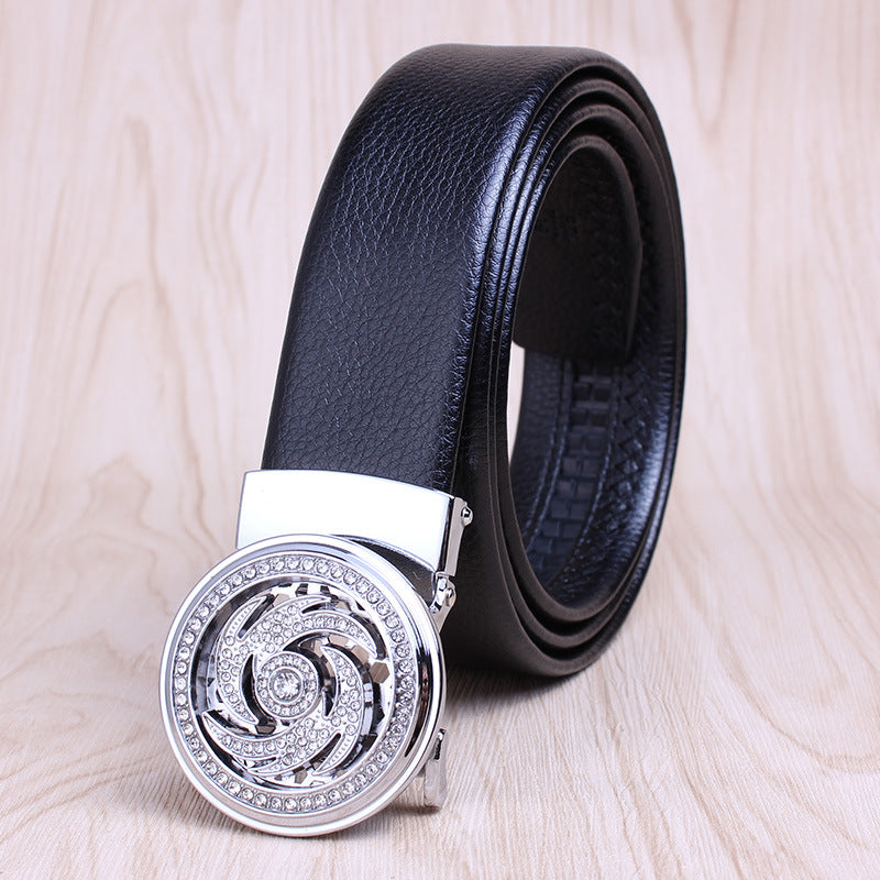 The Time Goes By Leather Automatic Buckle Men's Belt