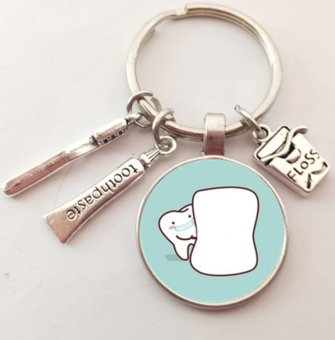 Creative Cute Keychain Tooth Glass Personality Pendant