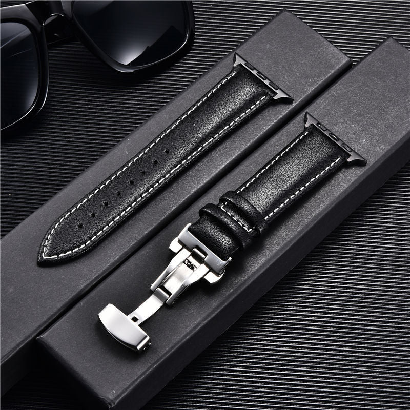 Suitable For Watch First Layer Leather Butterfly Buckle Strap