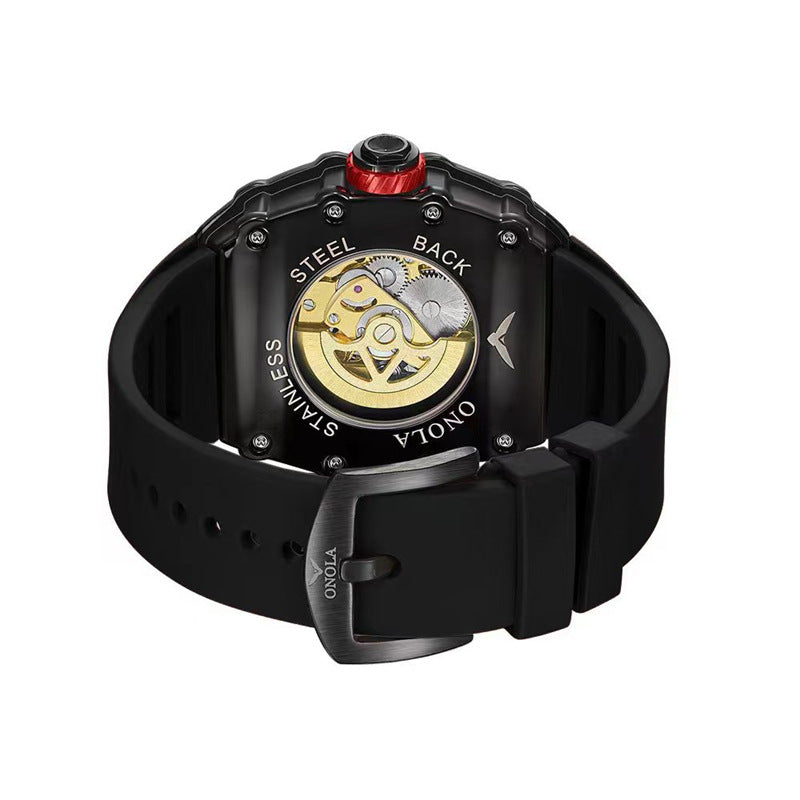 Men's Fashion And Fully-Jewelled Automatic Silicone Band Waterproof Mechanical Watch