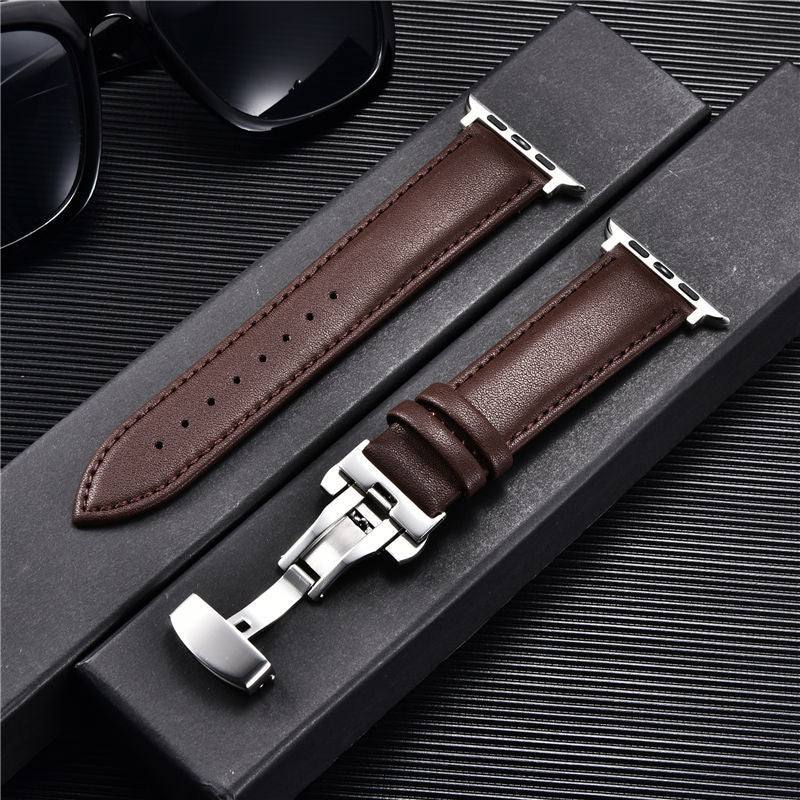 Suitable For Watch First Layer Leather Butterfly Buckle Strap