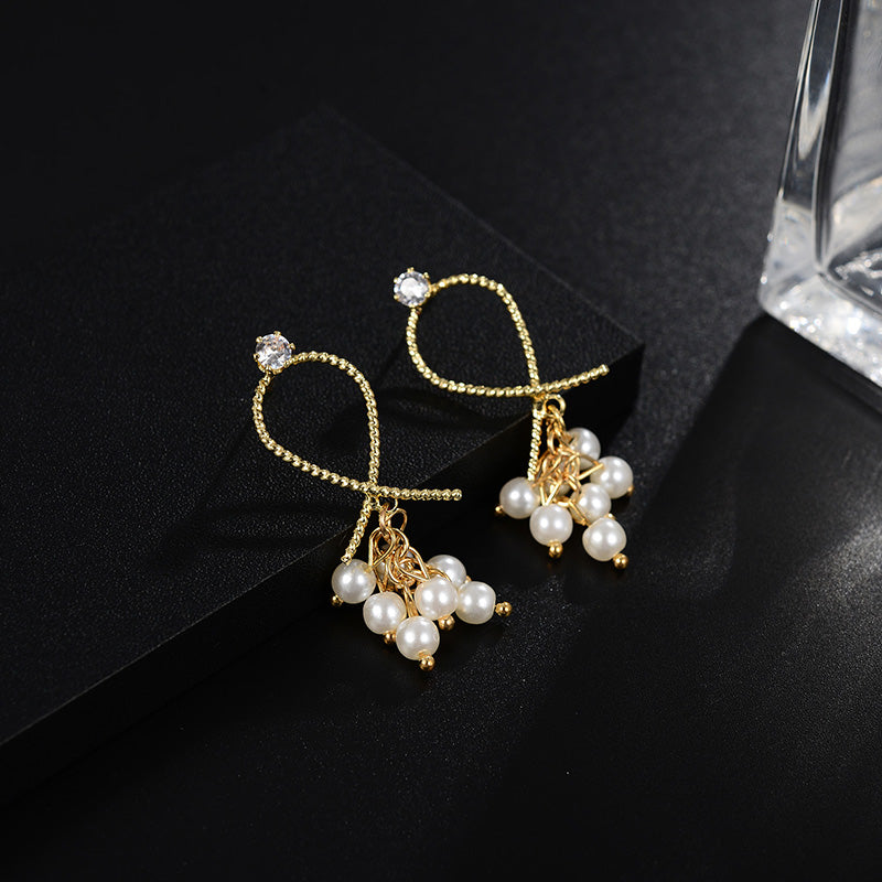 European And American Earrings Simple Female Pearl Inlaid Brick Earrings