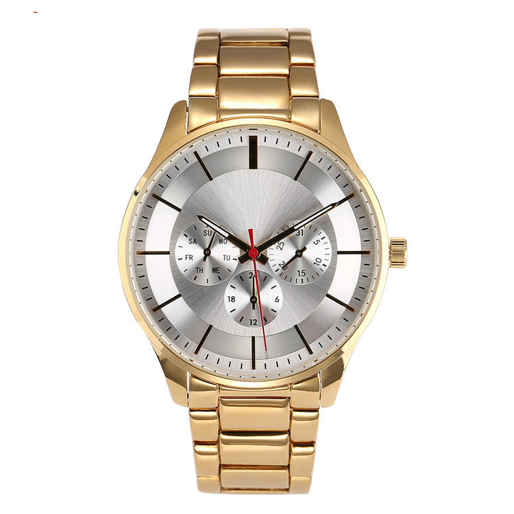 Fashion Three Eyes False Six Hands Quartz Watch