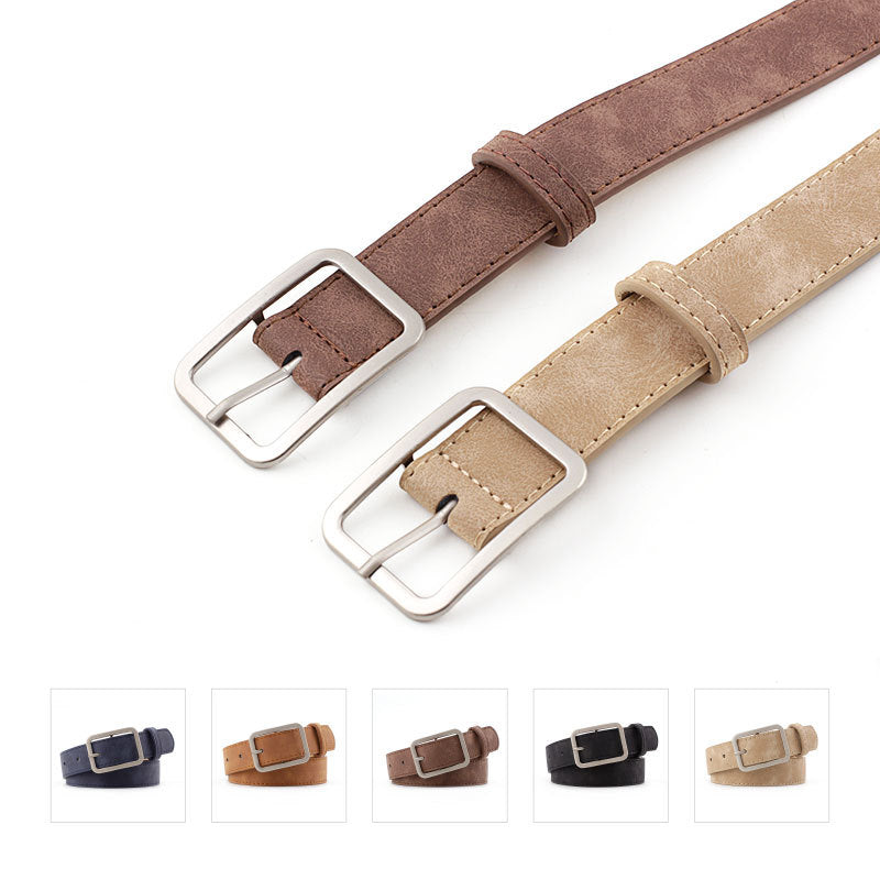 Simple And Versatile Square Buckle PU Leather Belt For Students